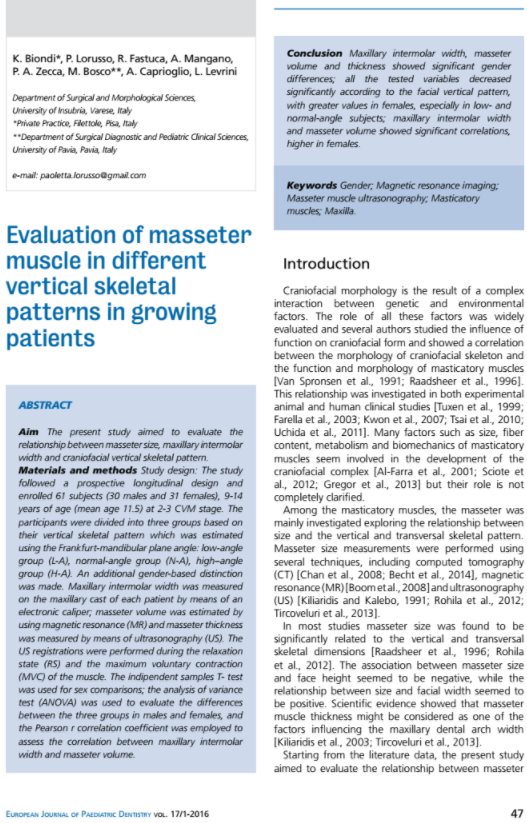 Biondi K. et al. - EJPD 2016 - Evaluation of masseter muscles in different vertical...