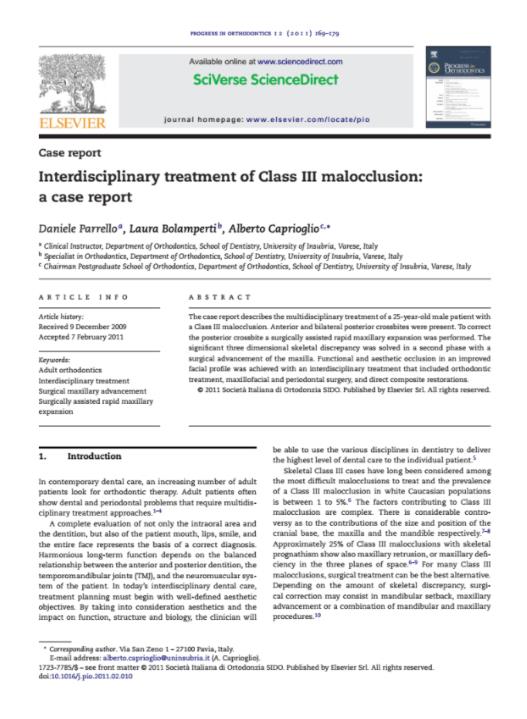 Interdisciplinary treatment of Class III malocclusion