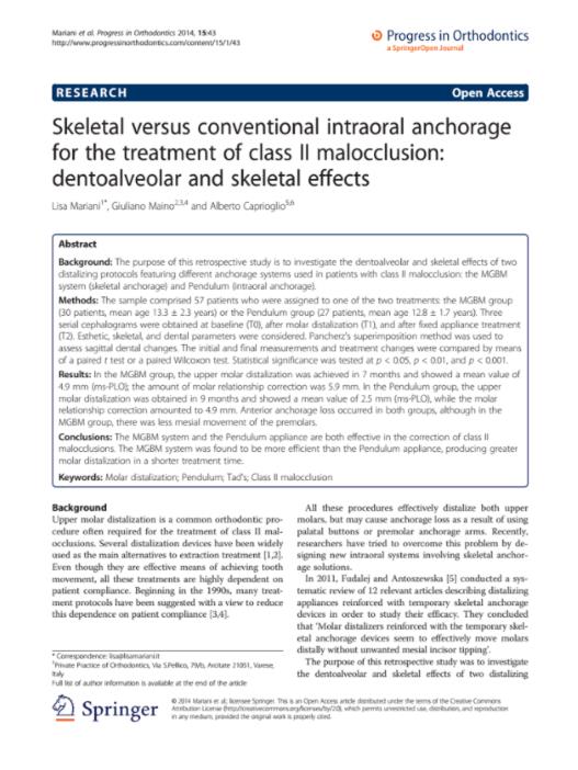 Skeletal versus conventional intraoral anchorage
