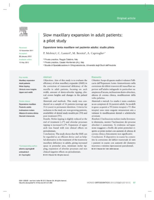 Slow maxillary expansion in adult patients-a pilot study