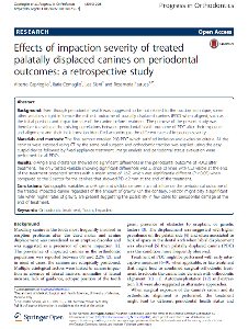 Caprioglio A. et Al.- PIO 2019 - Effects of impaction severity of treated PDC on periodontal outcames...