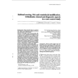 Habitual snoring, OSA and craniofacial modification. Orthodontic clinical and diagnostic aspects in a case control study