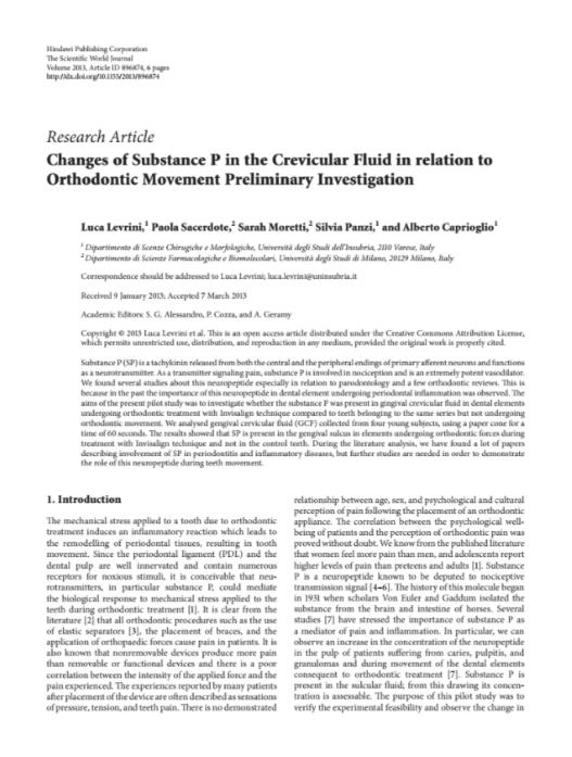 Changes of substance P in the crevicular fluid