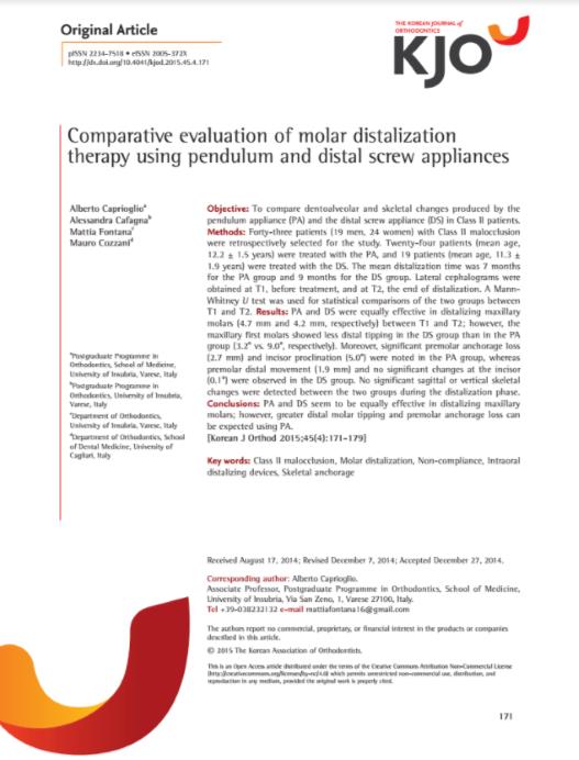 Comparative evaluation of molar distalization therapy