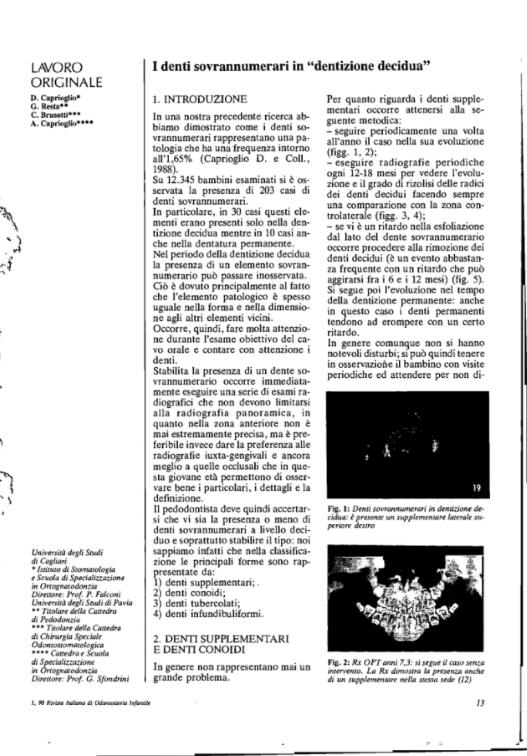 I denti sovrannumerari in dentizione decidua