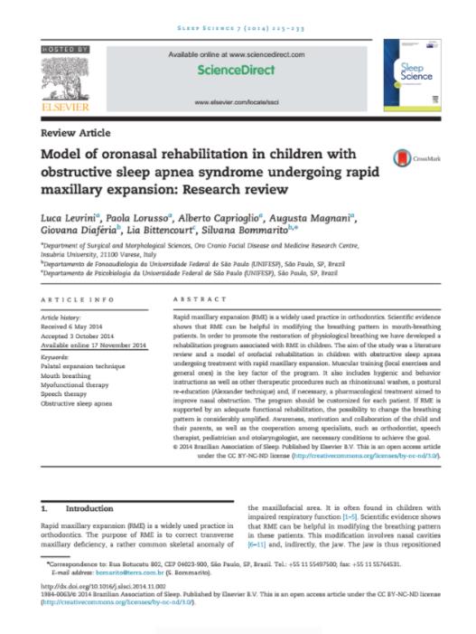 Model of oronasal rehabilitation in children