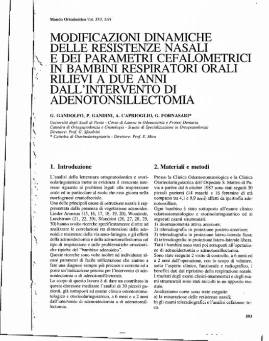 Modificazioni dinamiche delle resistenze nasali