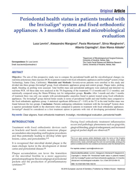 Periodontal health status in patients treated with the Invisalign system