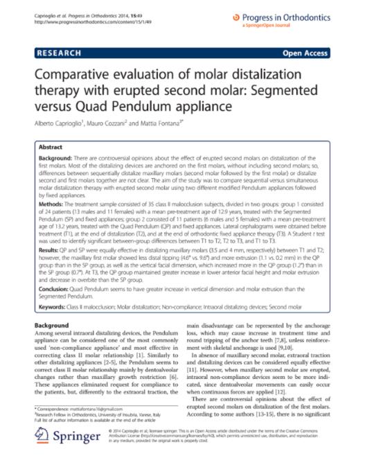 Comparative evaluation of molar distalization